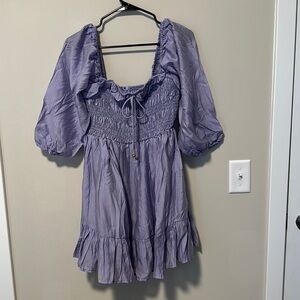 Selfie Leslie Balloon Sleeve Lavender Dress